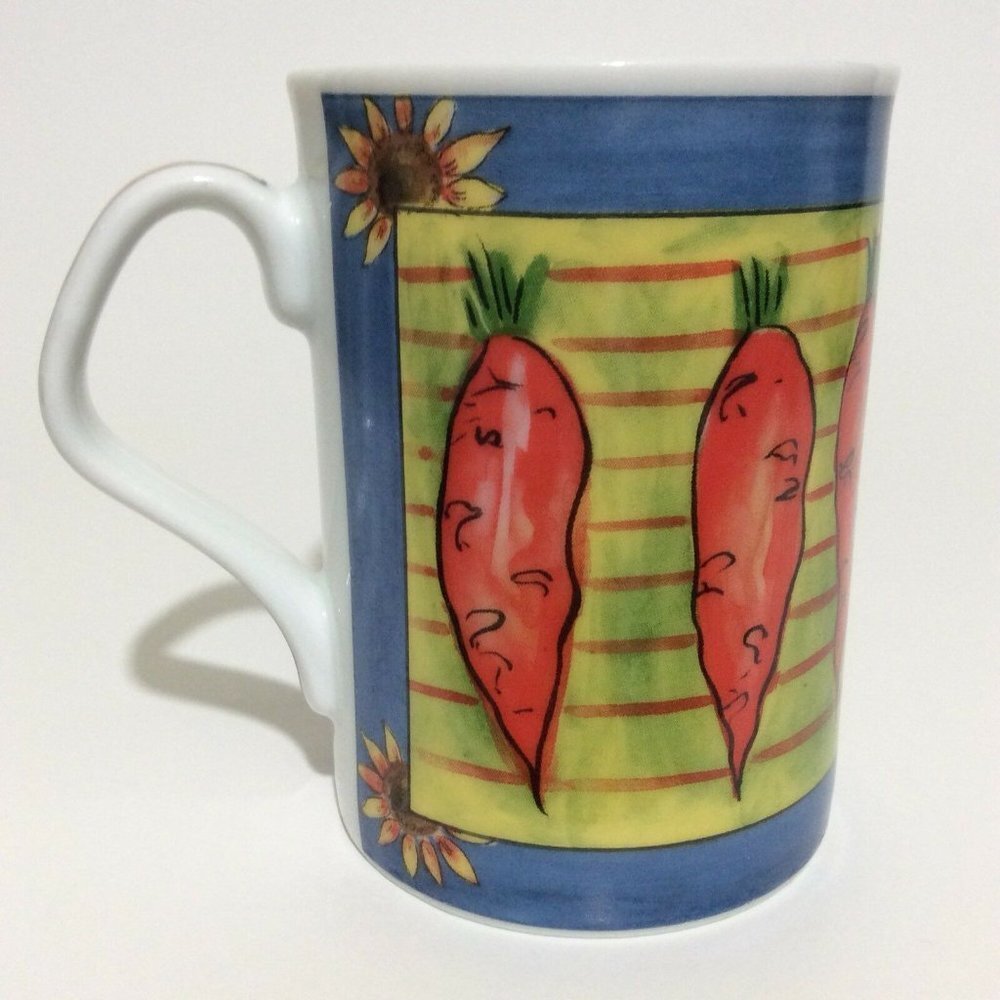 COFFEE Mug Cup Onions Carrots Sunflowers